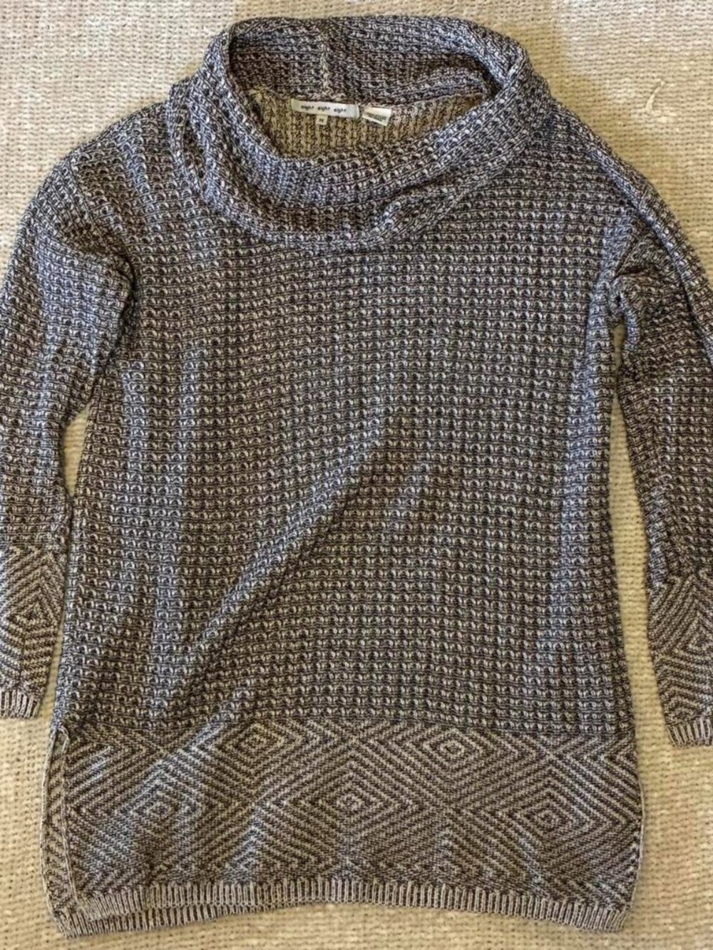 Women's Grey and Brown Geometric Sweater